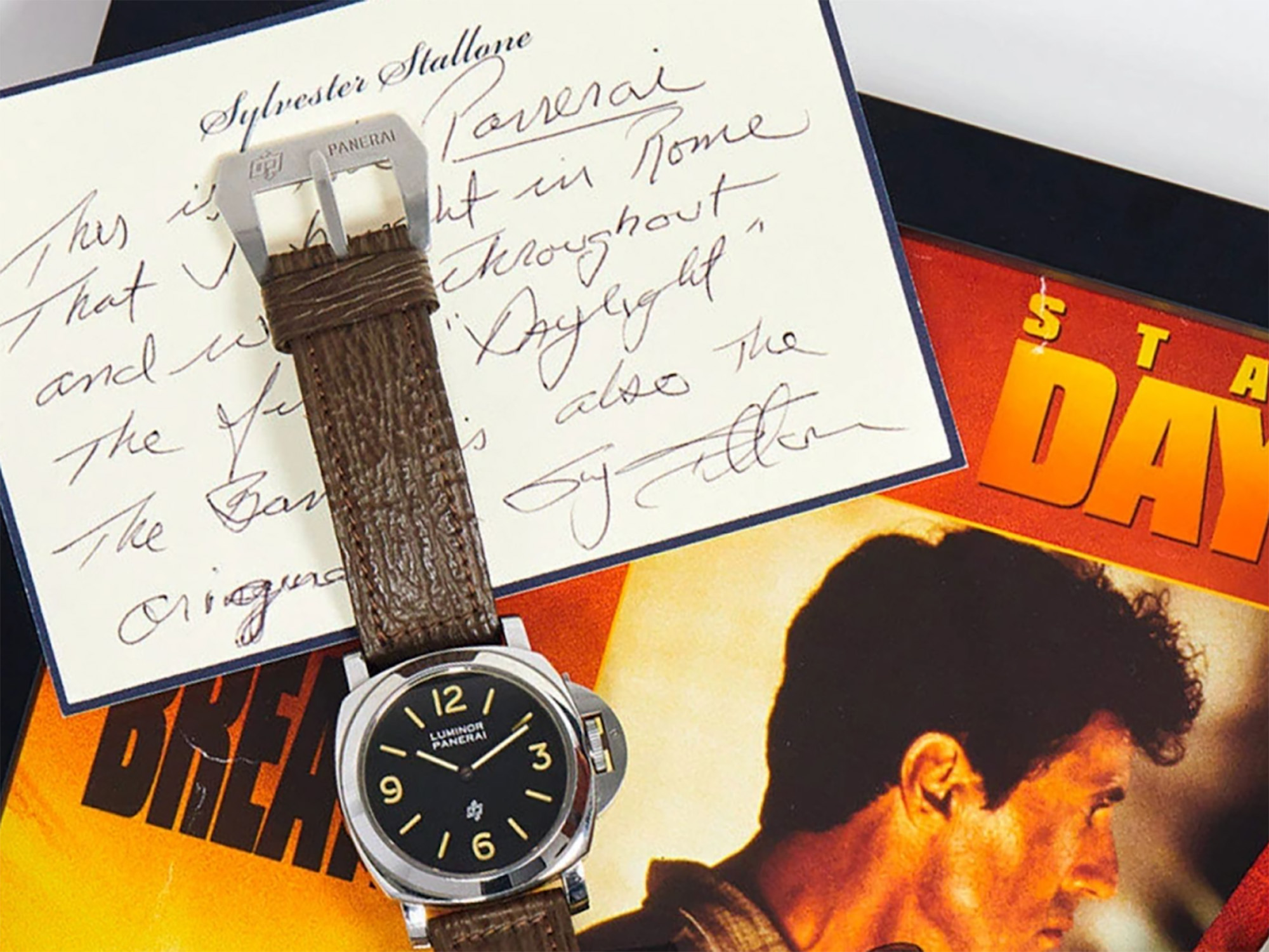 Stallone ließ die Uhr bei Phillips mit einer handgeschriebenen Notiz versteigern. Sie wurde für $214,200 veräußert. Quelle: Perezcope