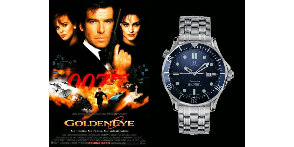 James Bond Golden Eye Filmplakat mit James Bond und der Omega Seamaster Diver