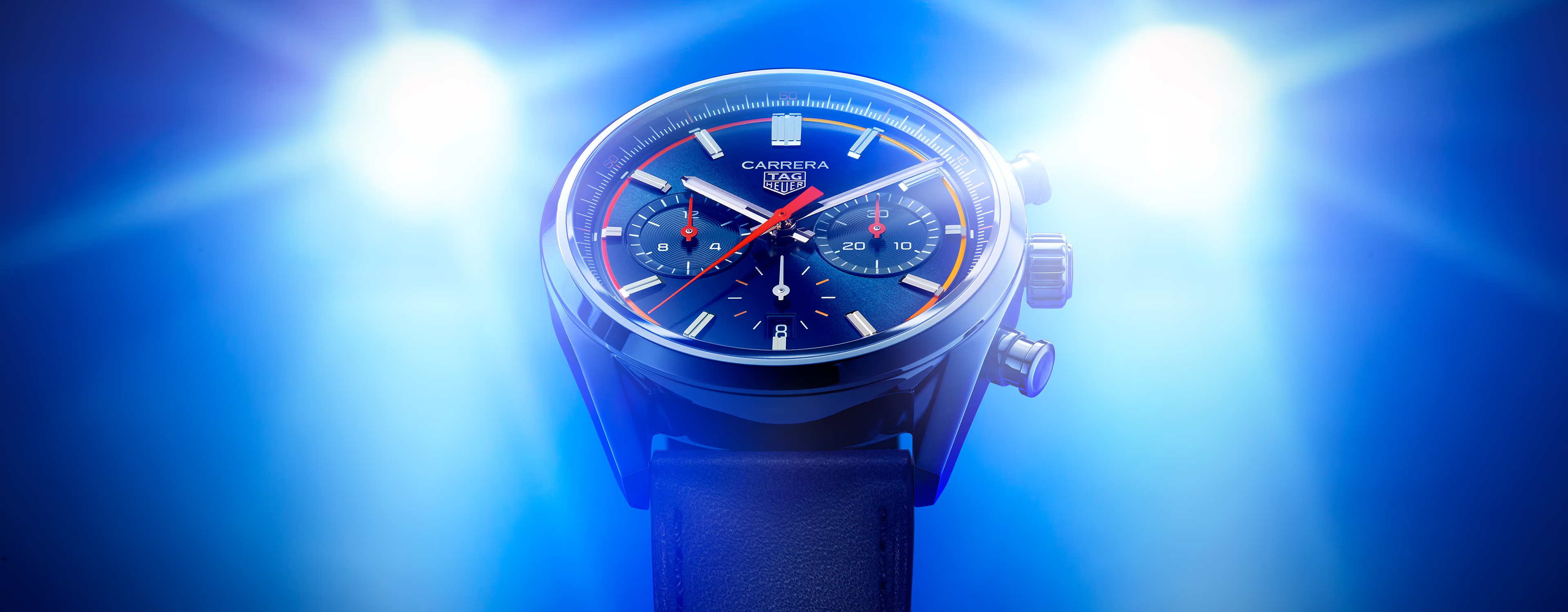 TAG Heuer Tricompax Chrono in blau orange