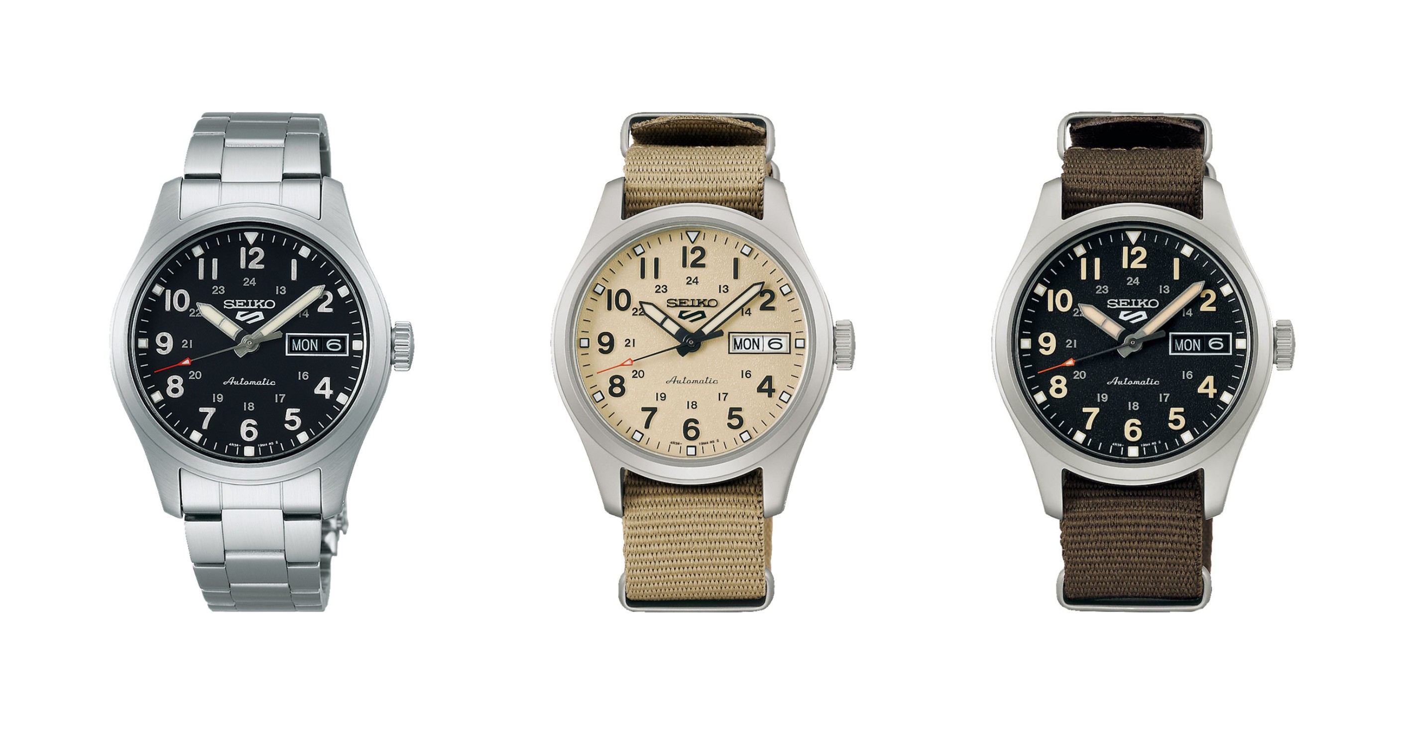 Drei Modelle der Seiko 5 Mid-Field Watches