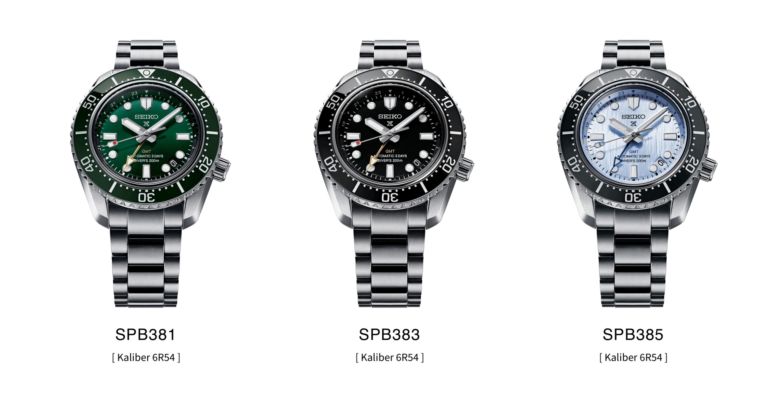 Drei Modelle der Seiko Prospex 1968 Diver GMT