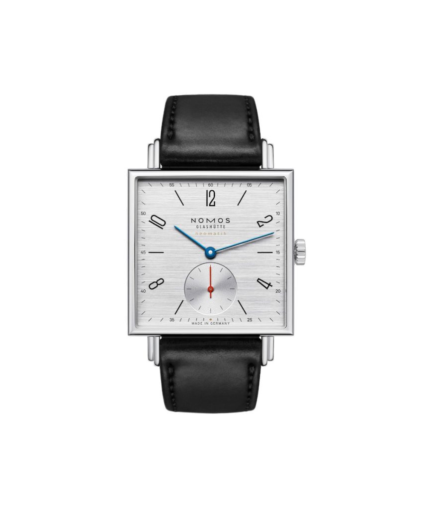 Vorderansicht der Nomos Glashütte Tetra Silvercut 39 Referenz: 423