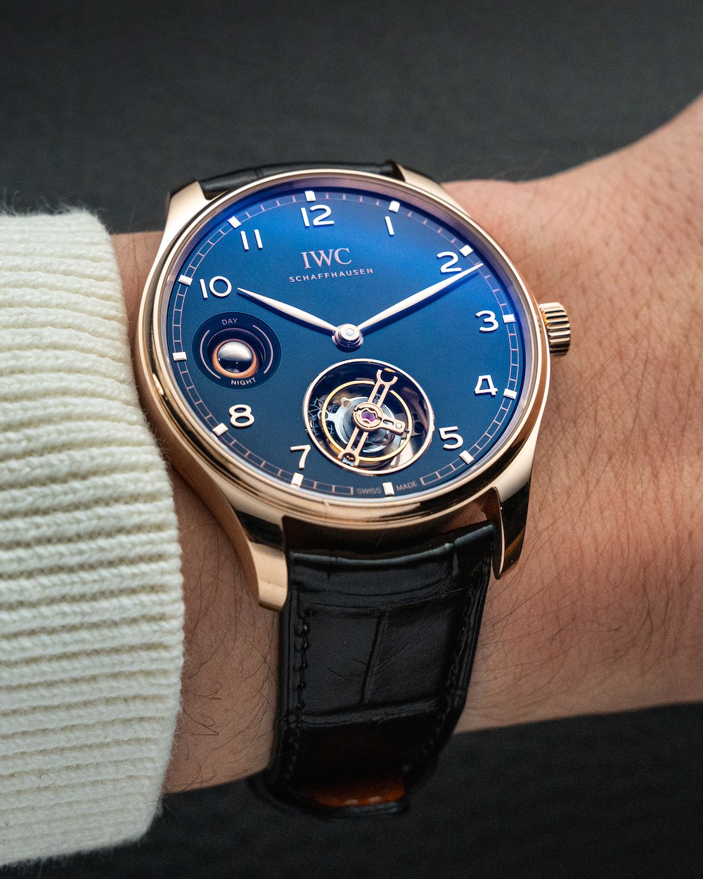 IWC Portugieser Tourbillon Day and Night Wristshot Nahaufnahme