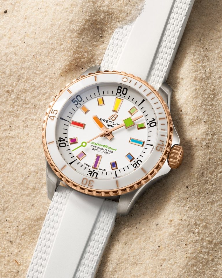 Breitling Superocean Rainbow mit weißem Zifferblatt in Sand