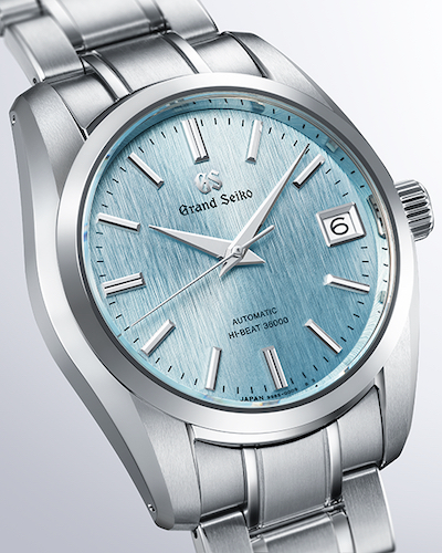 Grand Seiko SBGH347 in Nahaufnahme mit eisblauem Zifferblatt