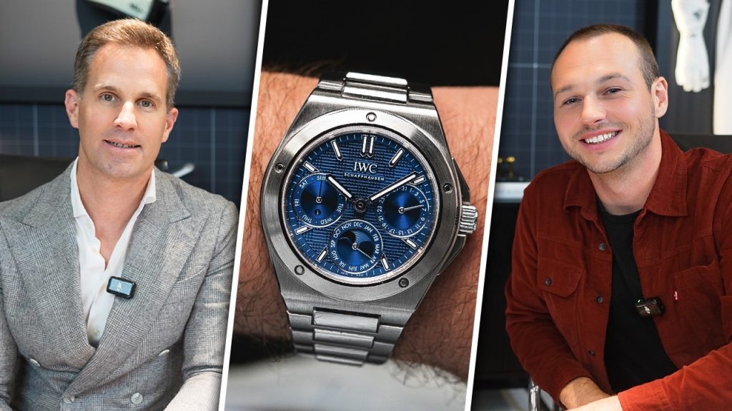 IWC Schaffhausen CEO Chris Grainger-Herr links, die IWC Ingenieur Ewiger Kalender in der Mitte und Benedict vom Juwelier ALTHERR rechts