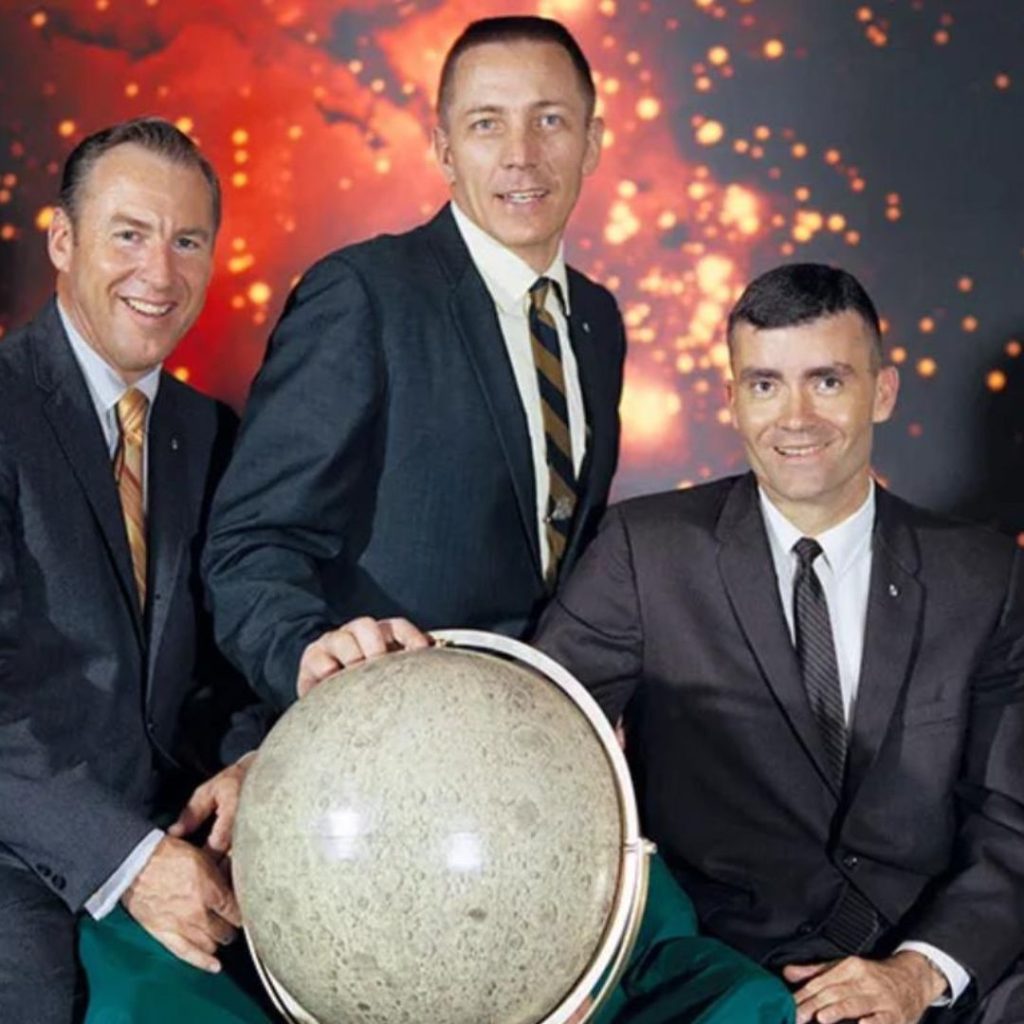 Ein Foto des Apollo 11 Teams James A. Lovell, John L. Swigert und Fred W. Haise.