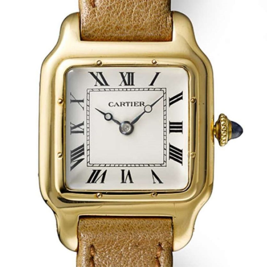 Nahaufnahme von einer der ersten Cartier Santos Modelle.