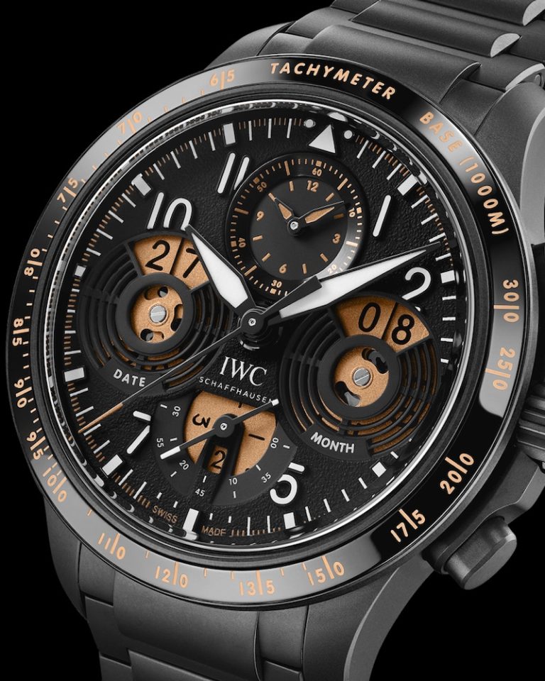 IWC Pilots Watch Performance Chronograph Zifferblatt in Nahaufnahme