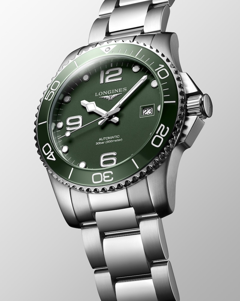 Longines HydroConquest 41 Vorderseite mit grünem Zifferblatt