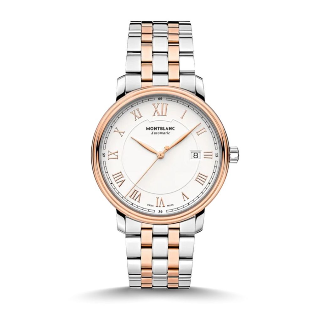 Montblanc Tradition Automatic Date stehend vor weißem Hintergrund