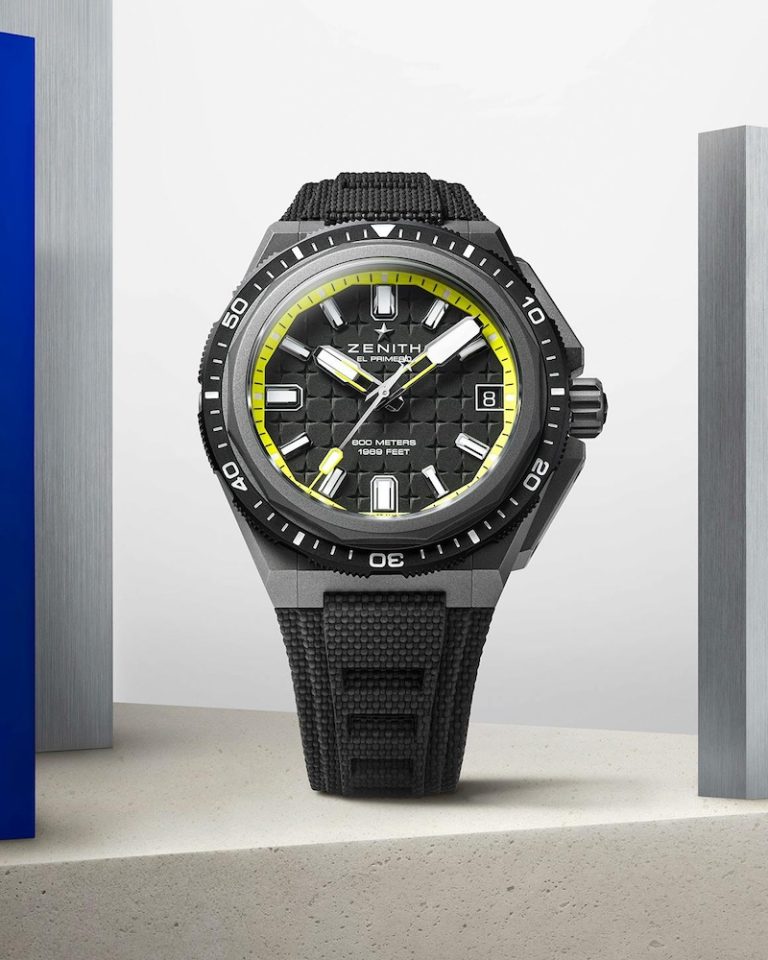 Zenith Defy Extreme Diver in Nahaufnahme mit gelben Akzenten
