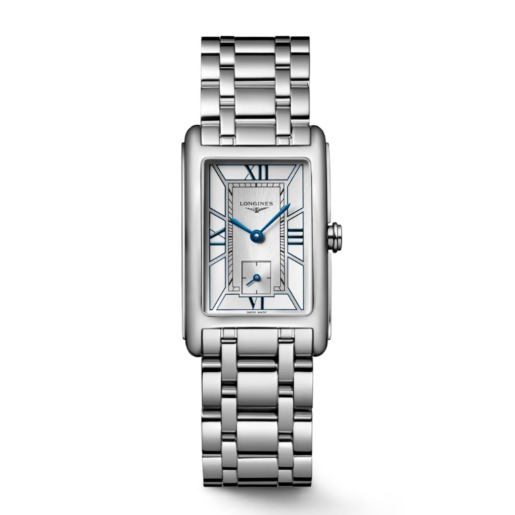 Blick von vorne auf die Longines DolceVita mit der Referenznummer Seitlicher Blick auf die Longines DolceVita mit der Referenznummer L5.512.4.75.6.