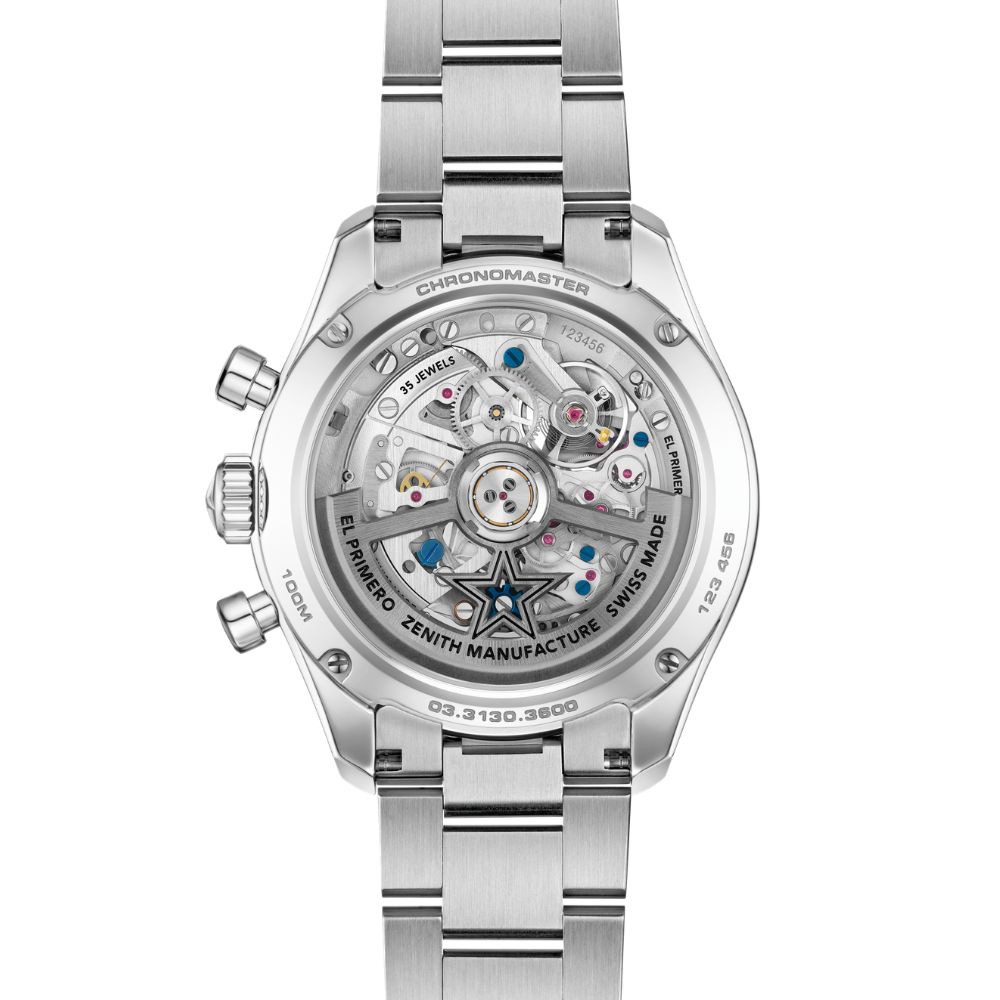 Blick von hinten auf das Kaliber EL Primero 3600 von Zenith.